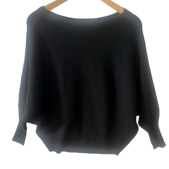 NWT JOAN VASS NEWYORK BATWING‎ BLACK BOATNECK SWEATER SIZE S - Picture 2 of 10